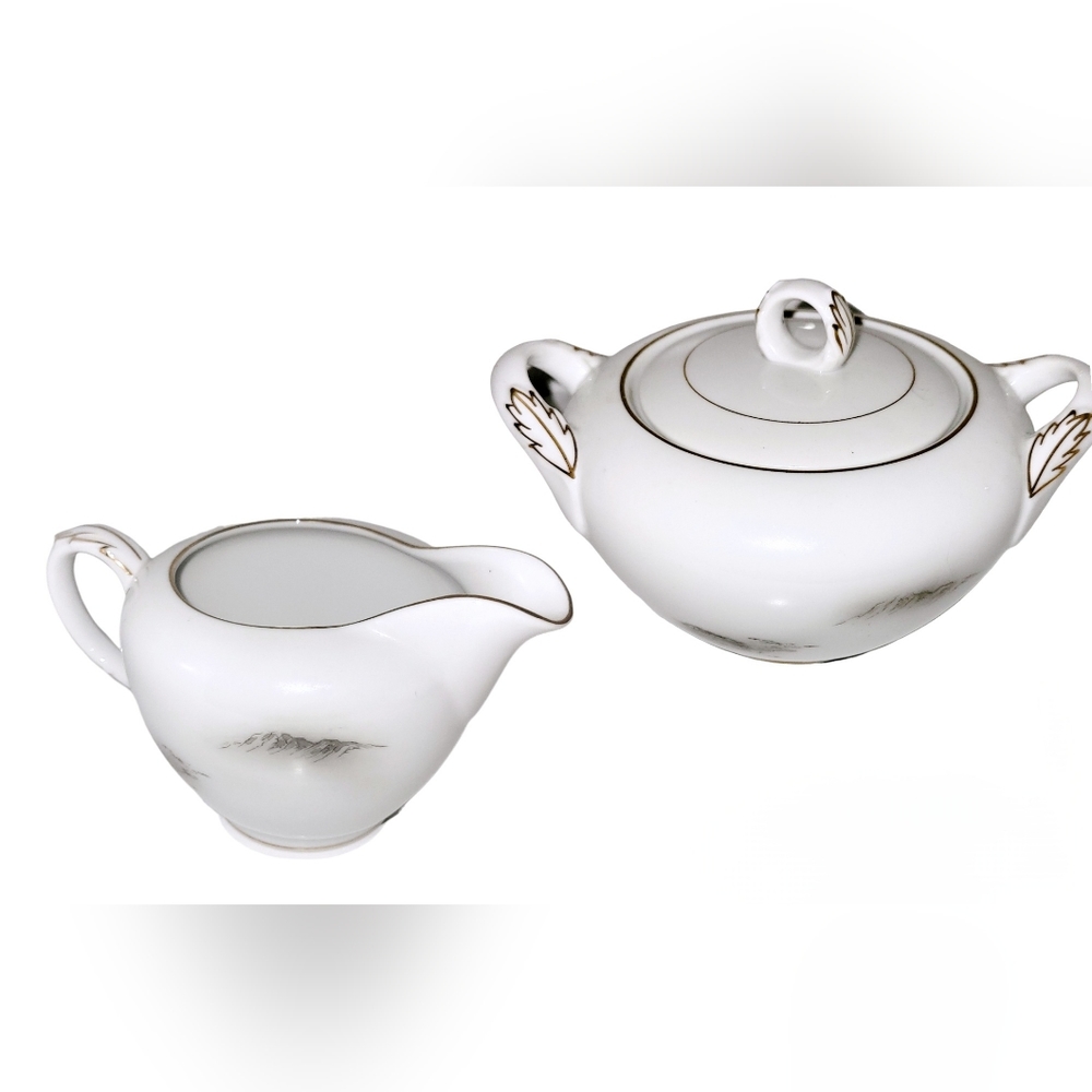 Fukagawa Cream & Sugar Set in Arita 903 Vintage Japanese Sugar Pot and Creamer